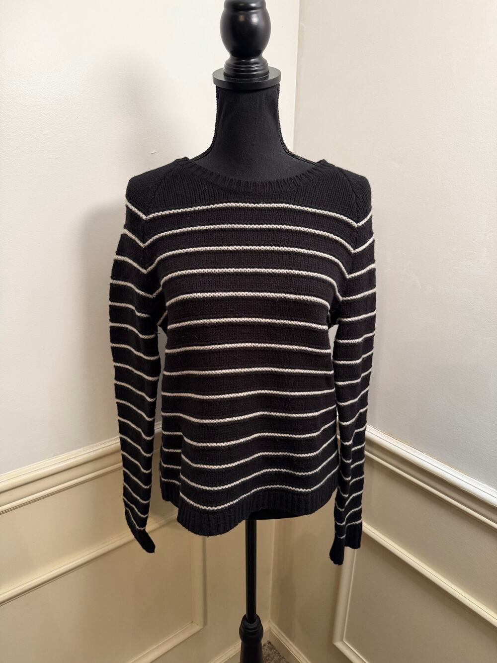 Madewell Palisade Merino Wool Back-Zip Striped Sweater in Cablestripe Preppy